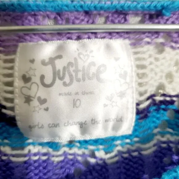 Justice Multi-colored Knit Sweater Top Girls Size 10 - Picture 6 of 8
